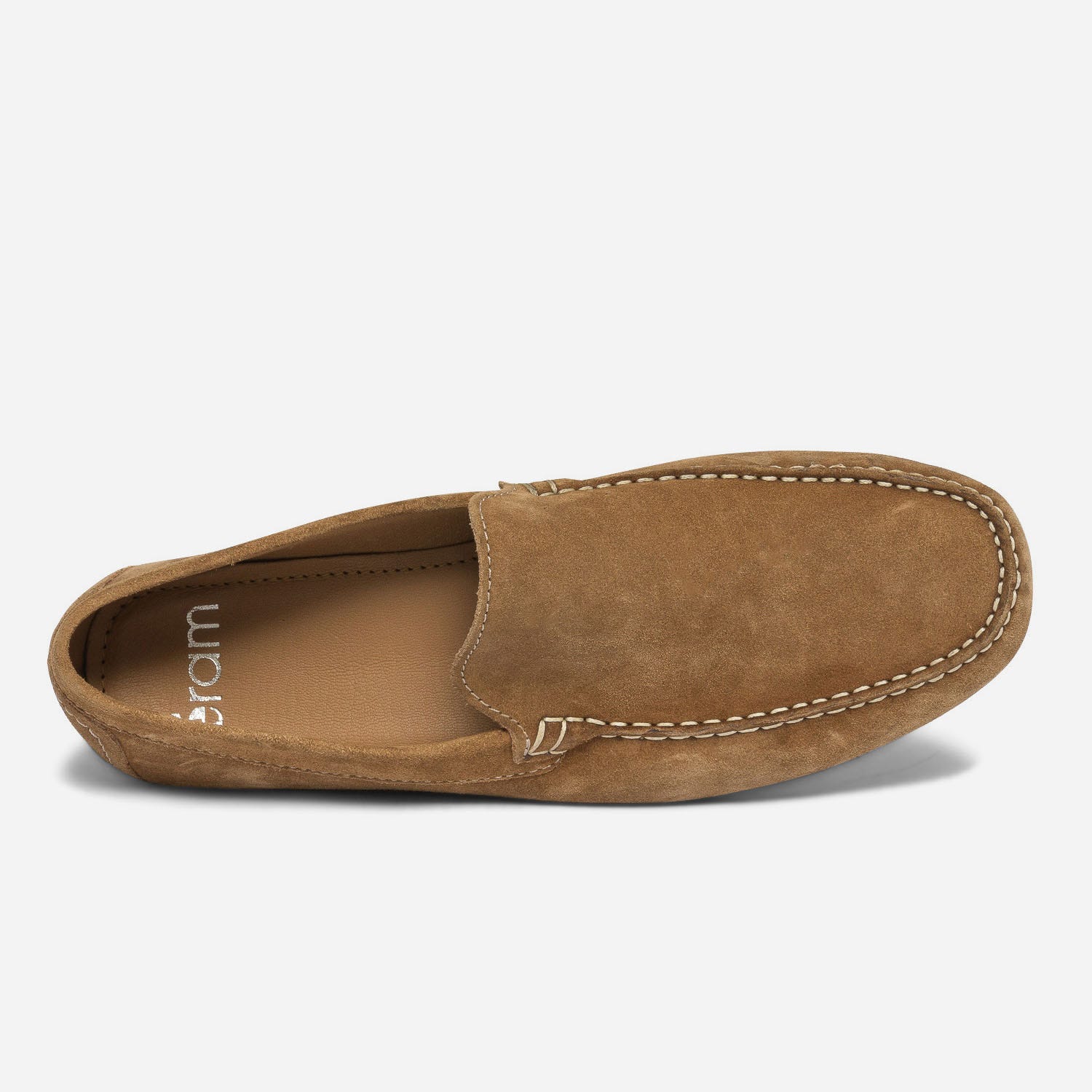 Mocassin camel en cuir velours