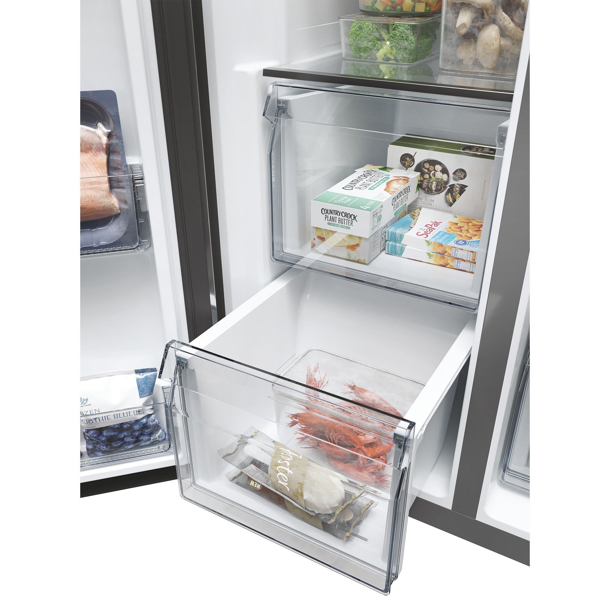 Haier Side-by-Side HSW59F18DIMM, 177,5 cm hoch, 90,5 cm breit, LED Licht, hOn-App, WIFI, Total No Frost, Wasser/Eiswürfeldispenser