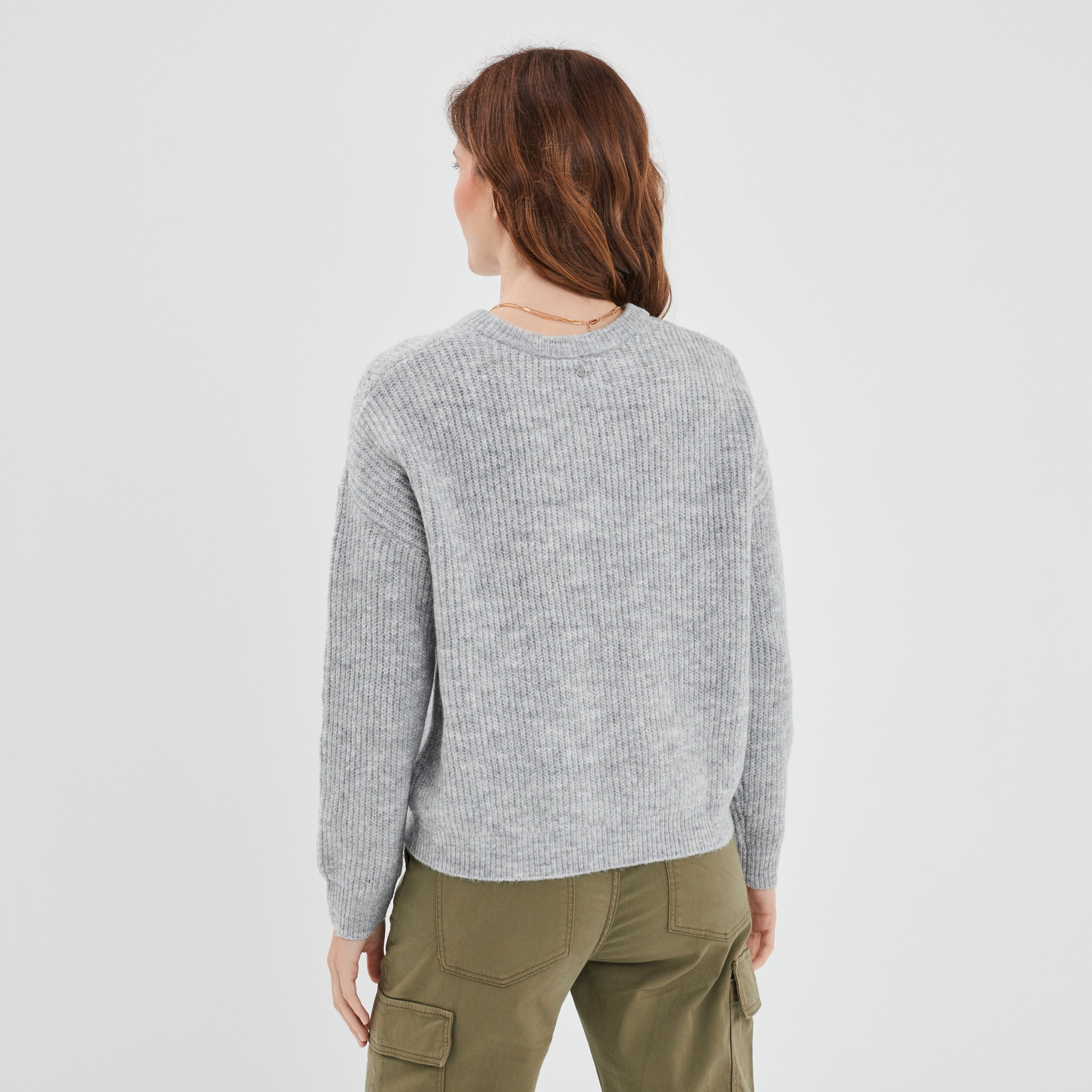 Pull avec détails ajourés gris clair femme | La Halle