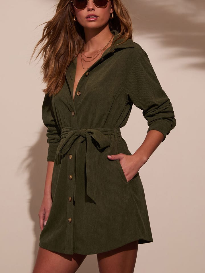 Milan Kiss Cordkleid in Khaki günstig kaufen