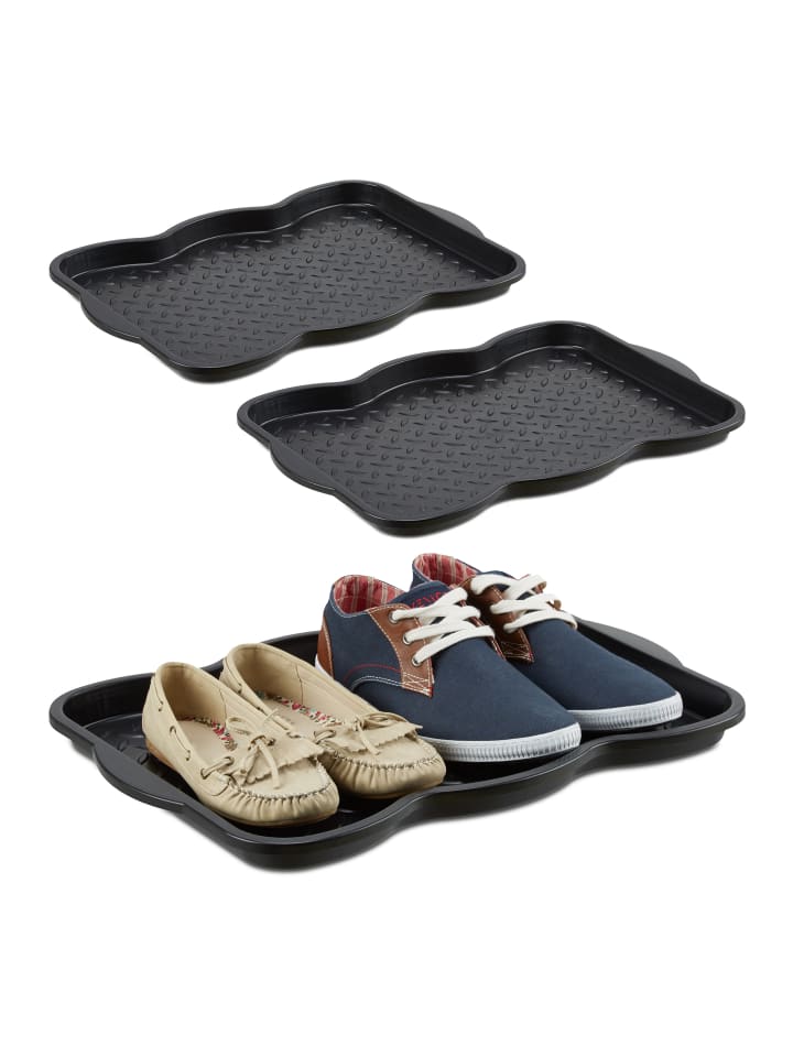 relaxdays 3x Schuhabtropfschale in Schwarz - (B)50 x (H)3 x (T)38 cm günstig kaufen onesize