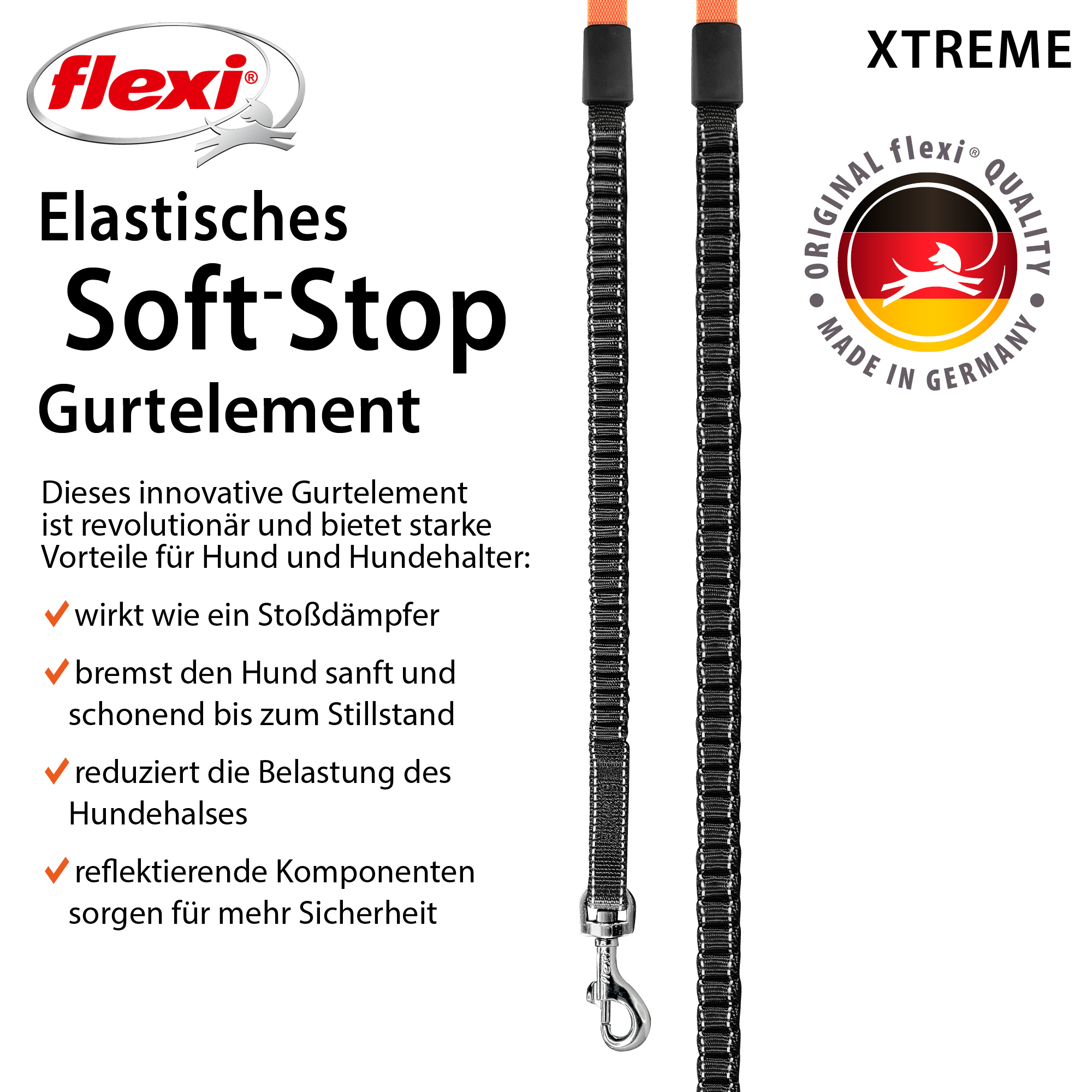 Flexi Hundeleinen Flexi XTREME Gurt-Rollleine orange/ schwarz L, 5 m
