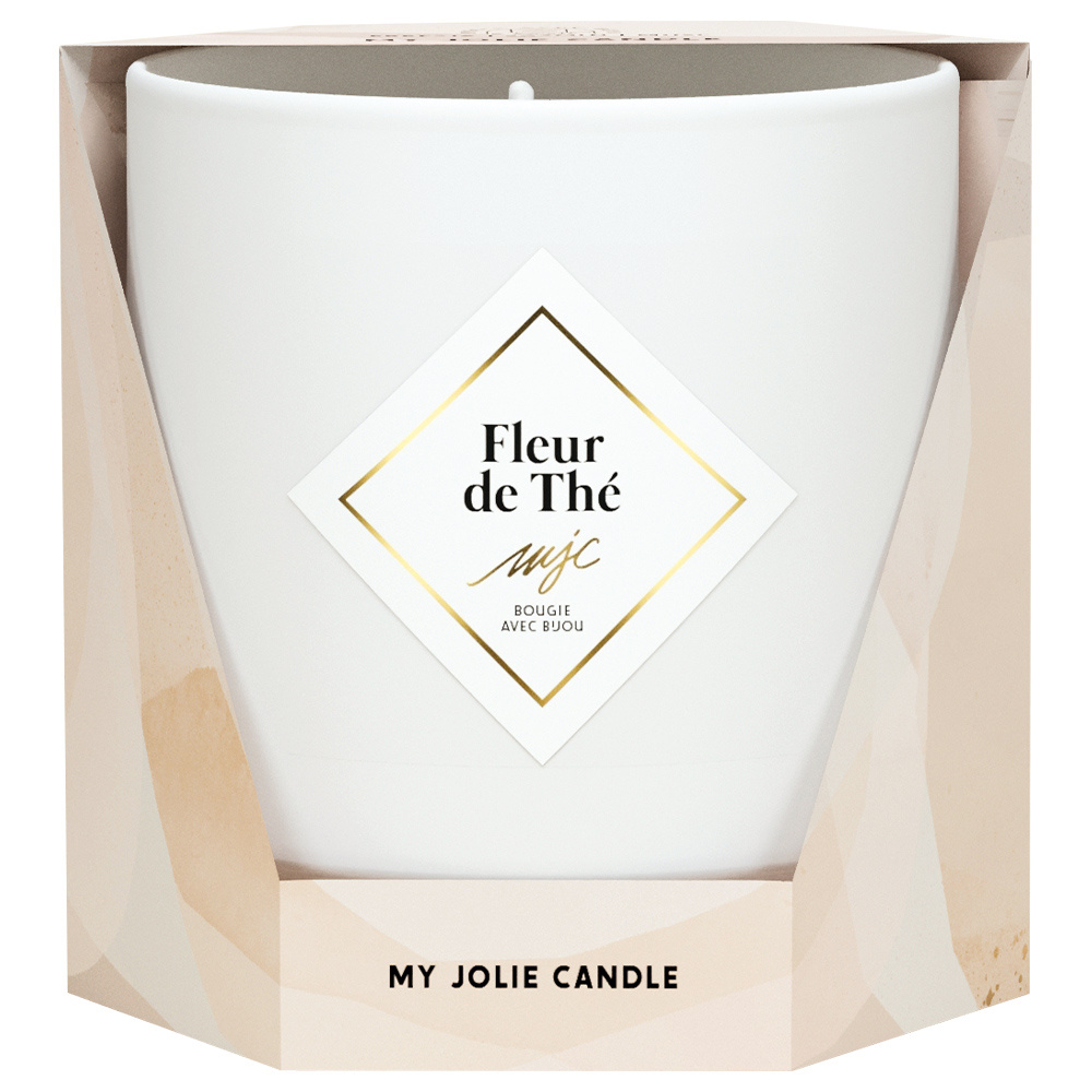 my jolie candle Bougie collier or bille noire fleur de thé Bougie