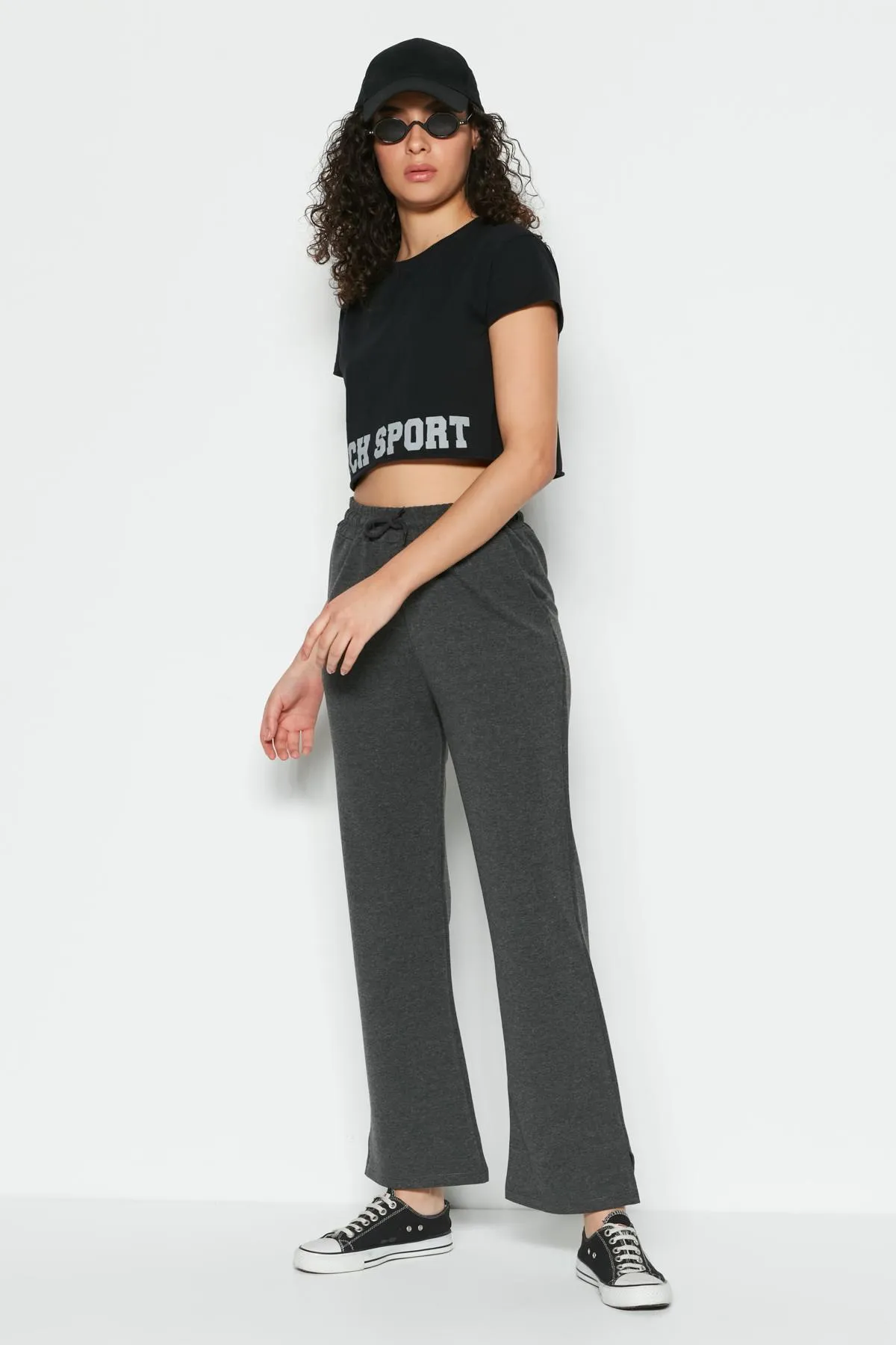 C&City  Jogginghose mit Schlitz und ausgestelltem Bein 741 Anthrazit