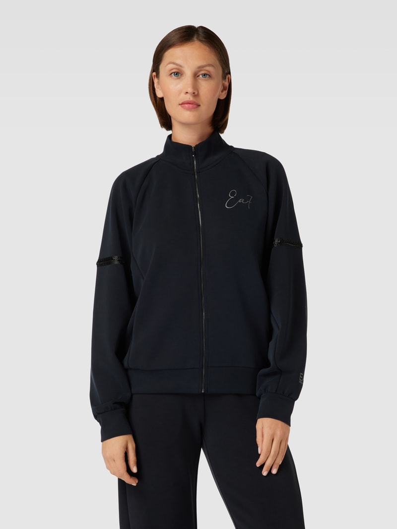Sweatjacke mit Label-Print in schwarz