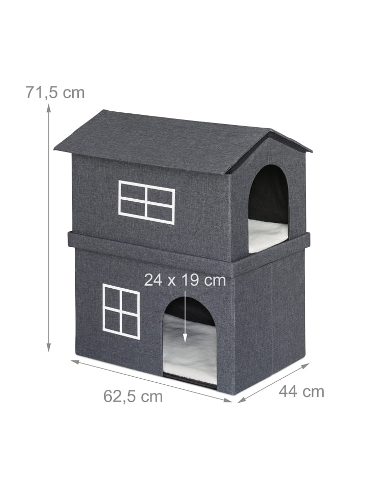 relaxdays Katzenhaus in Dunkelgrau günstig kaufen onesize