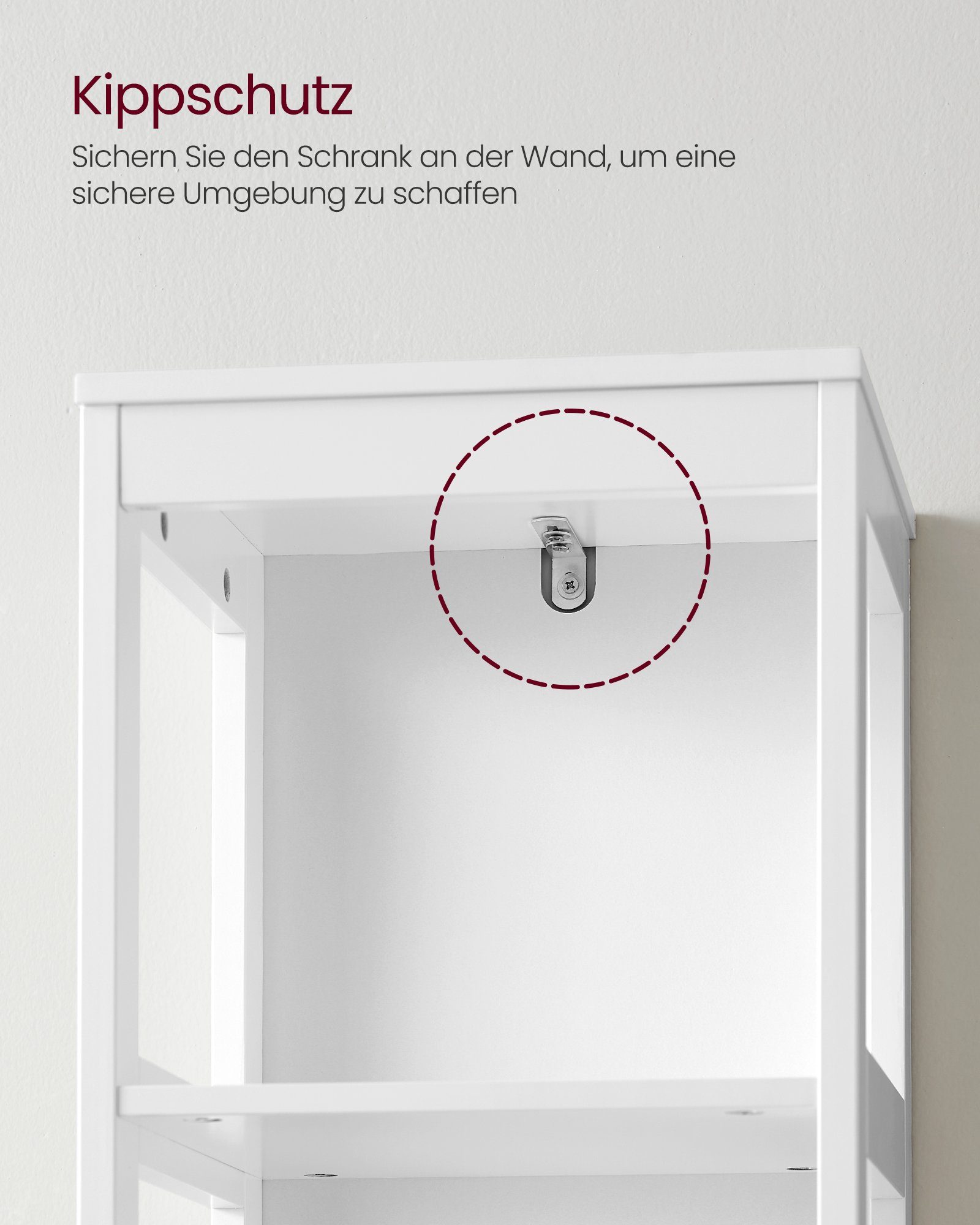 VASAGLE Badkommode Badezimmerschrank, 2 Schubladen, 3 offene Fächer