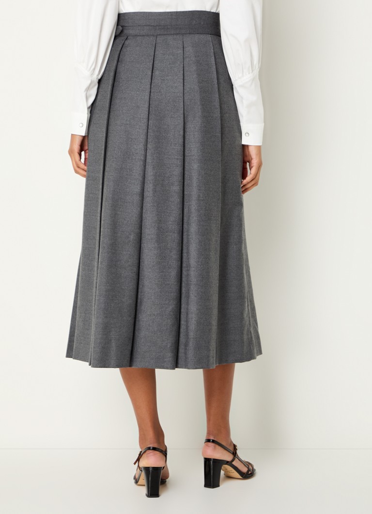 Fustă midi MaxMara din lână virgină palid cu detalii plisate