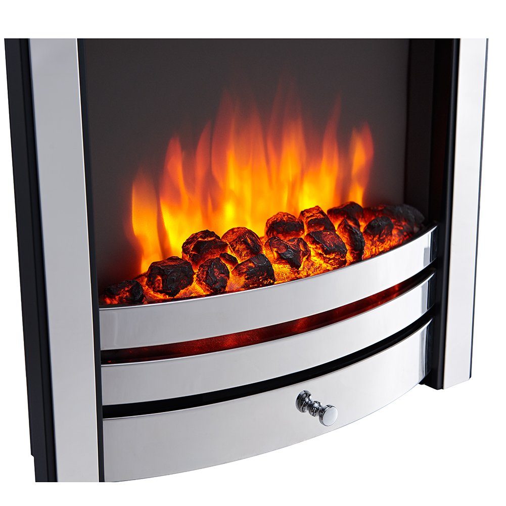 RICHEN Elektrokamin Cosmo, Einbaukamin mit Heizung 2000W, 3D-Flammeneffekt in LED-Technik, Fernbedienung, Timer, Thermostat