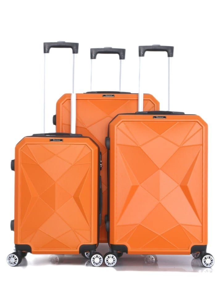 Cheffinger Reisekoffer ABS-03 Koffer 3-teilig Hartschale Trolley Set Kofferset in Orange günstig kaufen onesize