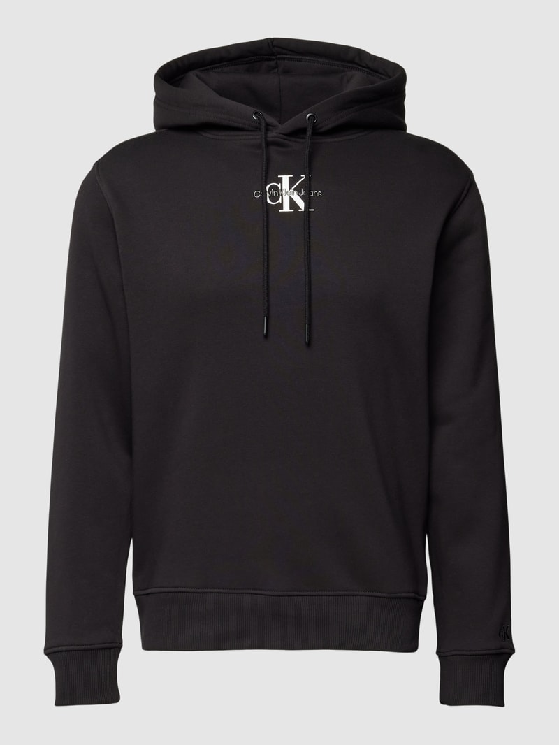 Hoodie mit Logo-Stitching in schwarz