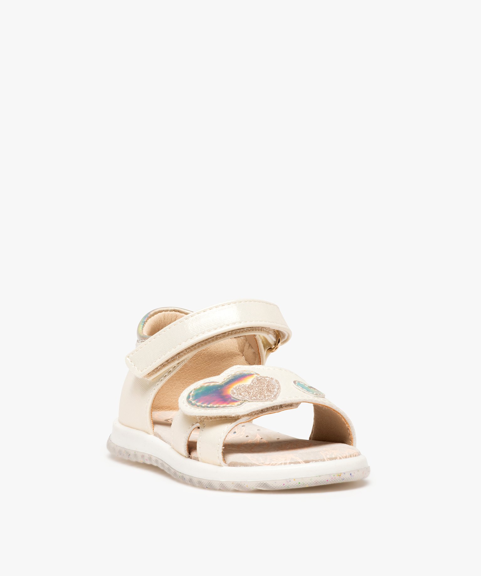 Sandales bébé fille avec motifs coeurs sur le dessus - Beppi or | GEMO