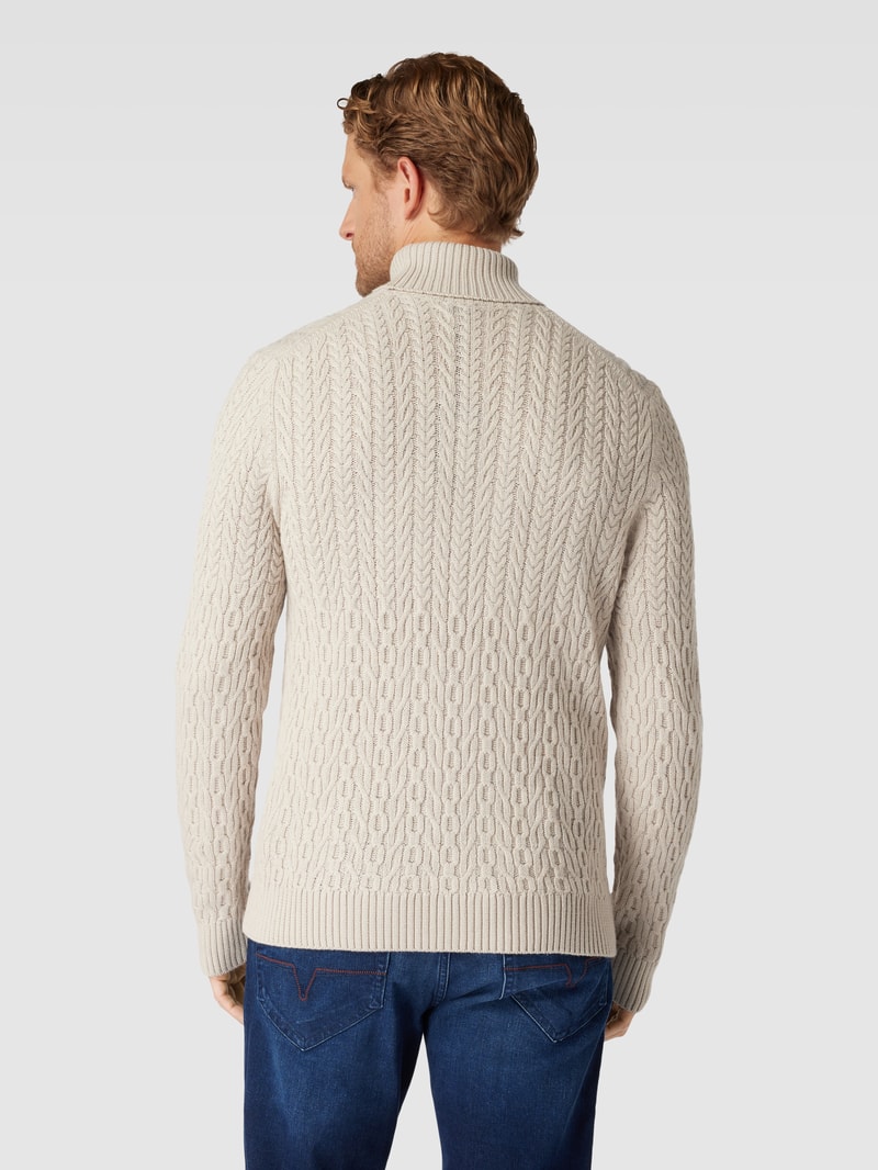 Rollkragenpullover mit Zopfmuster Modell 'Carlon' in offwhite