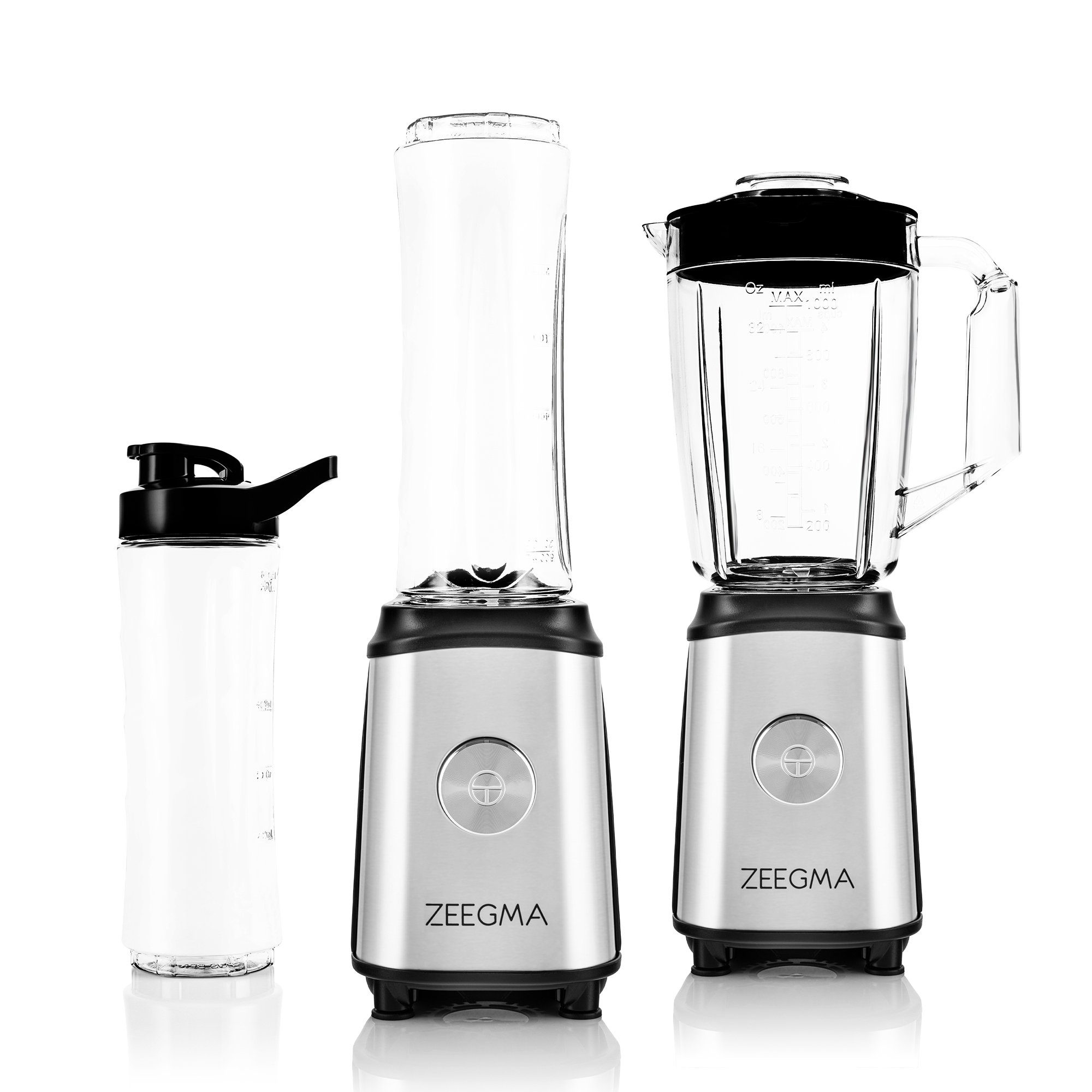 Zeegma Standmixer VITAMINE, 1050 W, 1L Krug Kaffeemühle Edelstahl 2x Sportwasserflasche *ICE-CRUSHER*