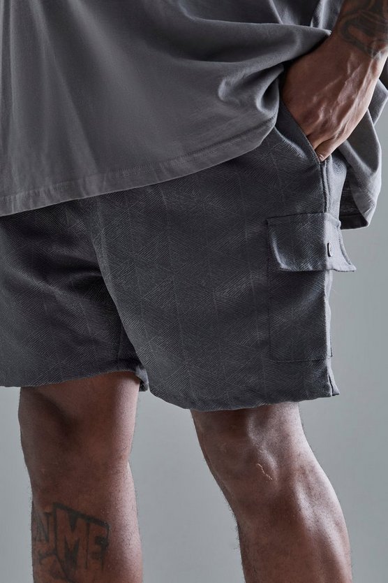 Plus strukturierte Cargo-Shorts mit elastischem Bund