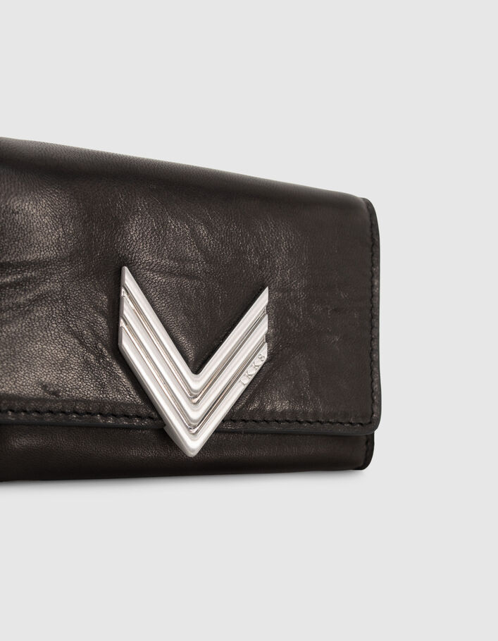 Le mini portefeuille 111 en cuir noir Femme
