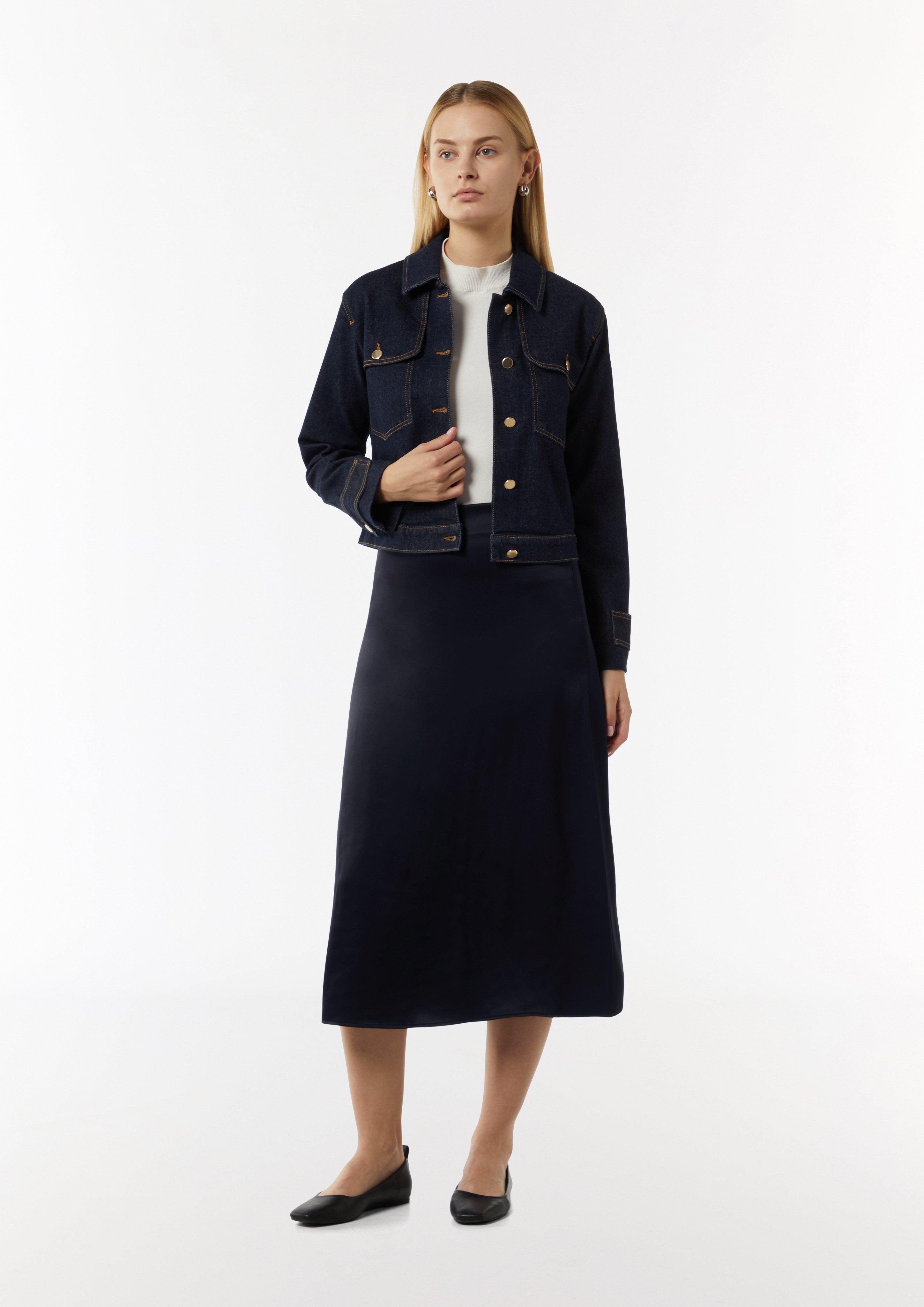 Midi-Rock aus Satin - navy