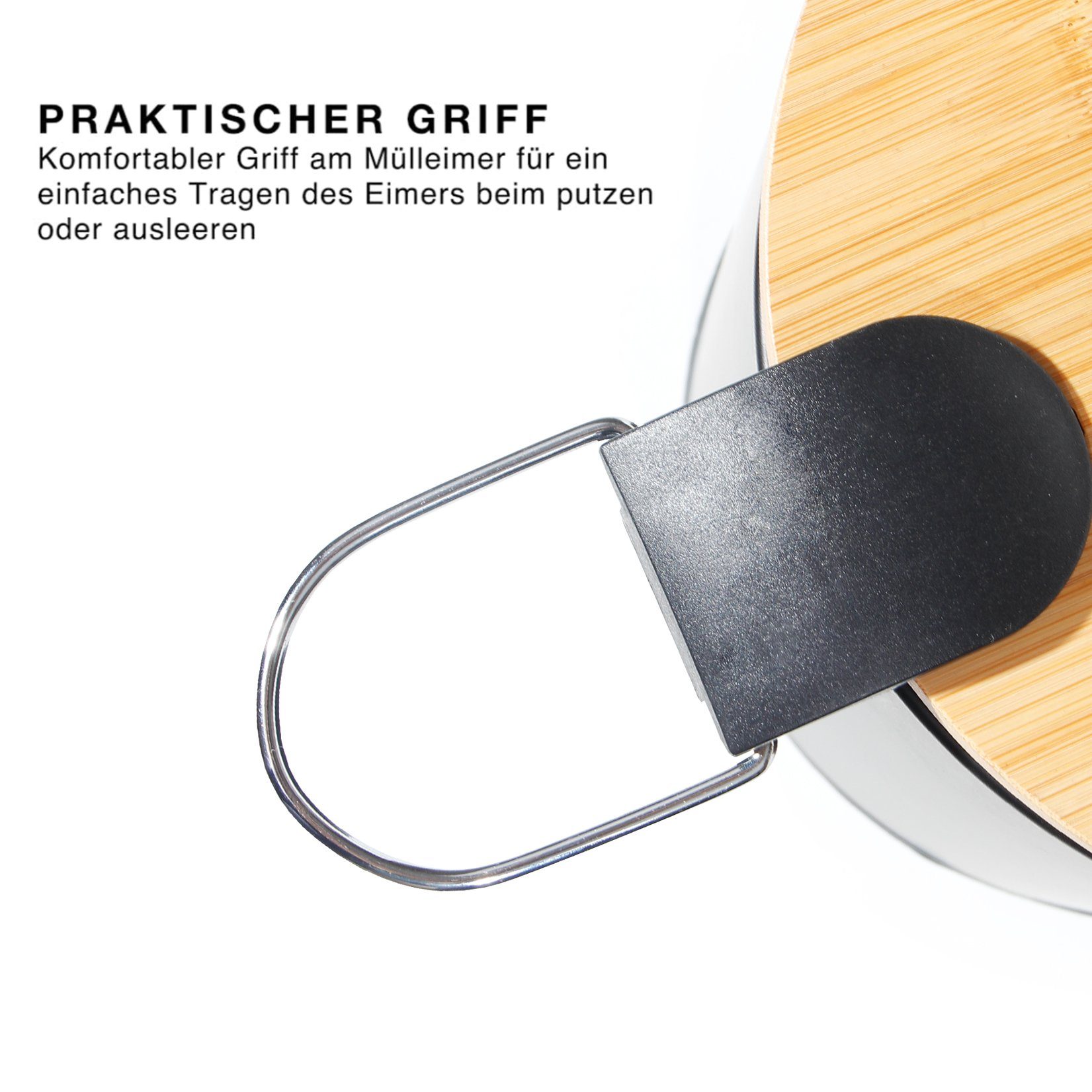 GREELUE Mülleimer Kosmetikeimer Metall, Badezimmer Mülleimer mit deckel, Mülleimer Bad mit Absenkautomatik (Soft Close),Schwarz 3L