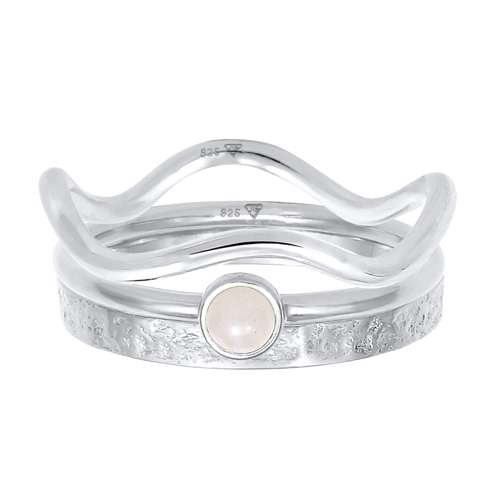Elli PREMIUM Elli PREMIUM Bague Femmes Pile Solitaire Set avec Quartz Rose en argent sterling  Bague