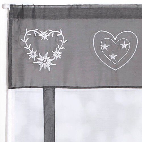 Store broderies motifs coeurs finition passe-tringle