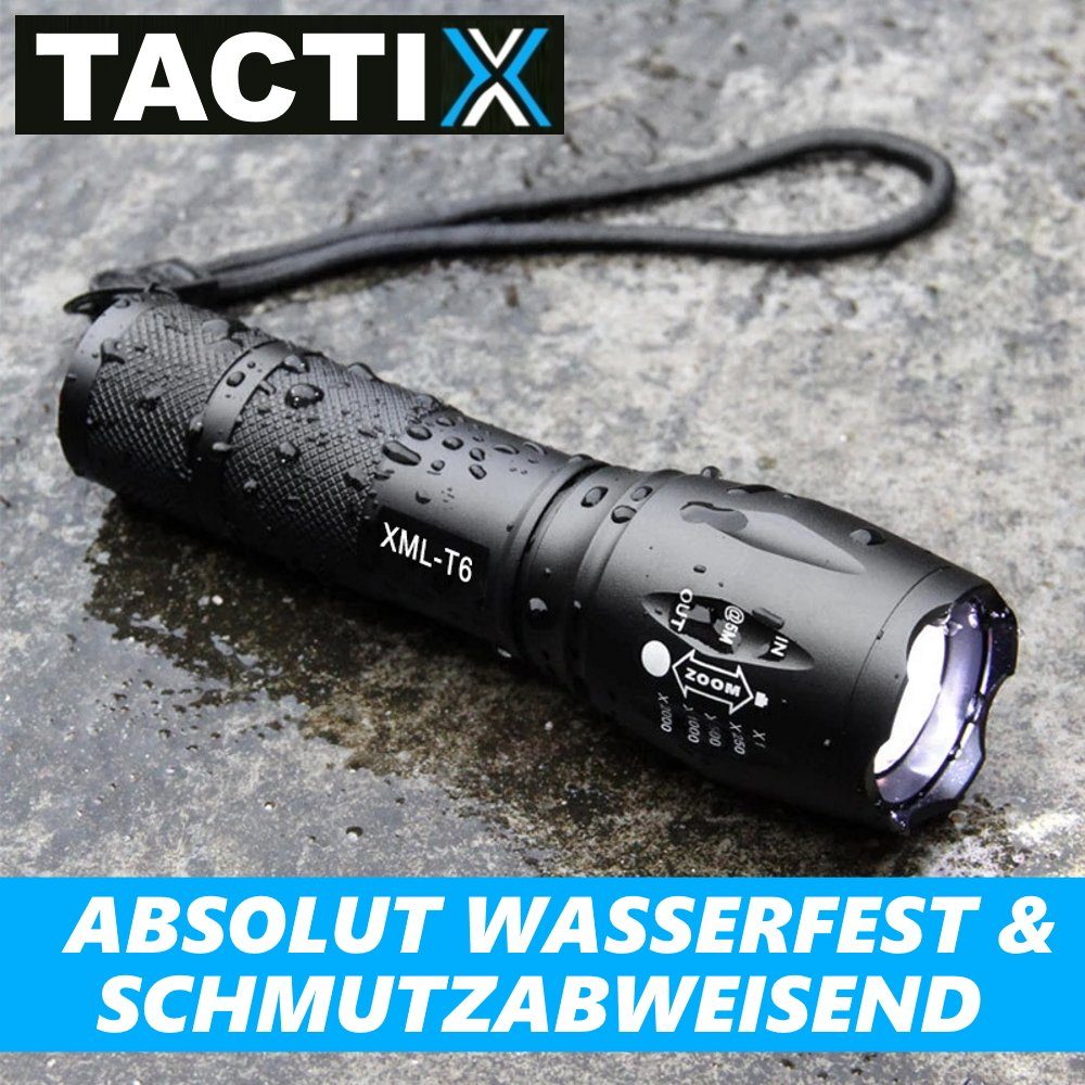 MAVURA LED Taschenlampe TACTIX LED taktische Taschenlampe schwarz Zoomfunktion, Polizei Taschen Lampe Security 40x Heller Taschenlampen