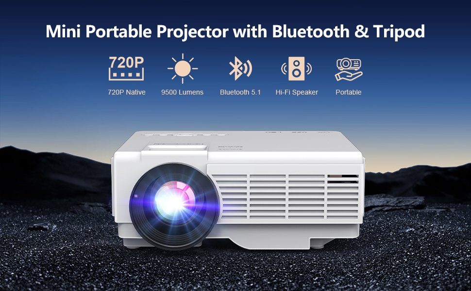 YOOYAA Native 1080P Unterstützt 5G WiFi Bluetooth Portabler Projektor (8500 lm, 8000:1, 1920 x 1080 px, Maximal 200