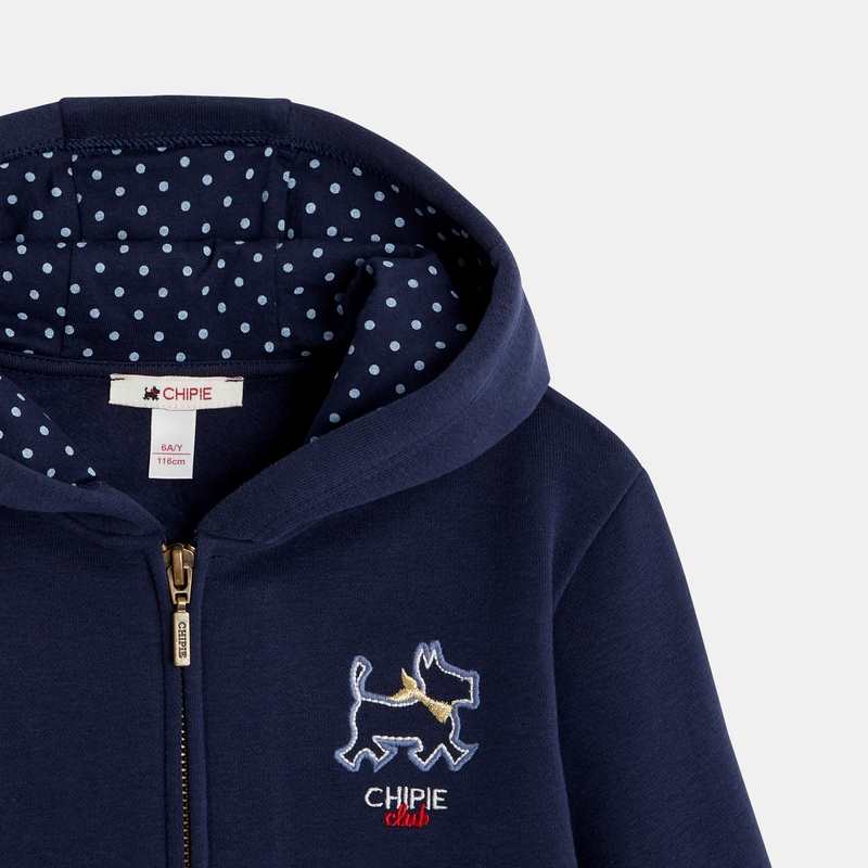 Gilet à capuche navy brodé Chipie bleu fille