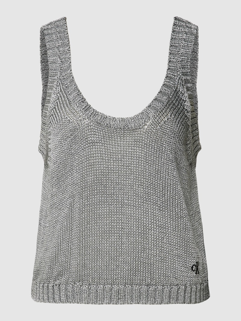 Crop Top in Strick-Optik in silber