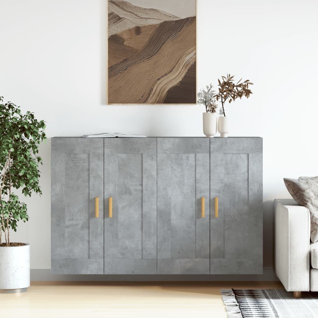 vidaXL Sideboard Wandschränke 2 Stk. Betongrau Holzwerkstoff (2 St)