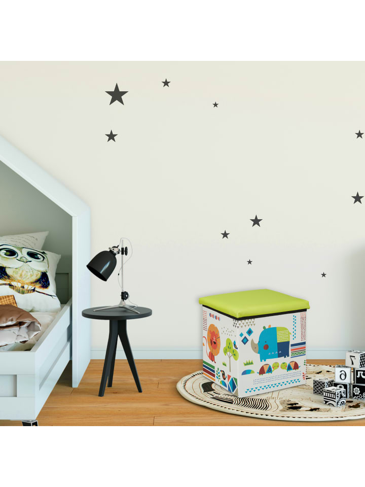 relaxdays Sitzhocker Tiere in Grün/Weiß - (B)31 x (H)31 x (T)31 cm günstig kaufen onesize