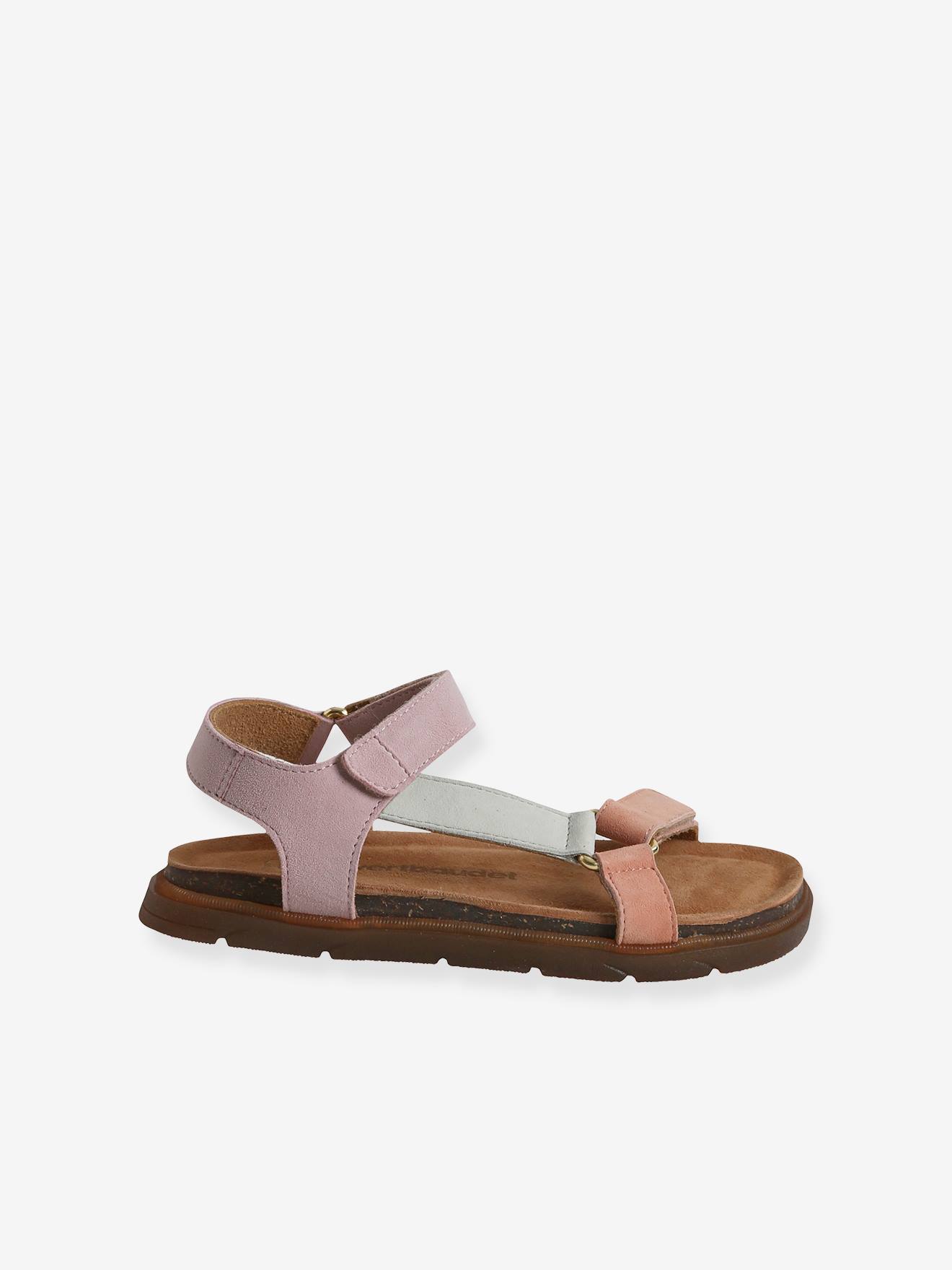 Sandales scratchées cuir fille lilas