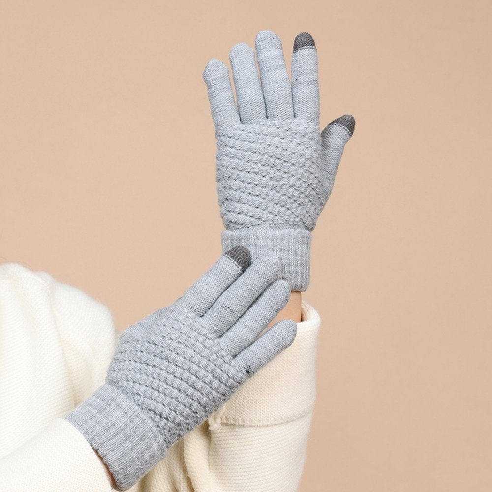 LAPA HOME Strickhandschuhe Damen Touchscreen Winterhandschuhe Warme Elastizität Sporthandschuhe (Paar) Outdoor Strick Handschuhe für Täglich, Radfahren und Freizeit