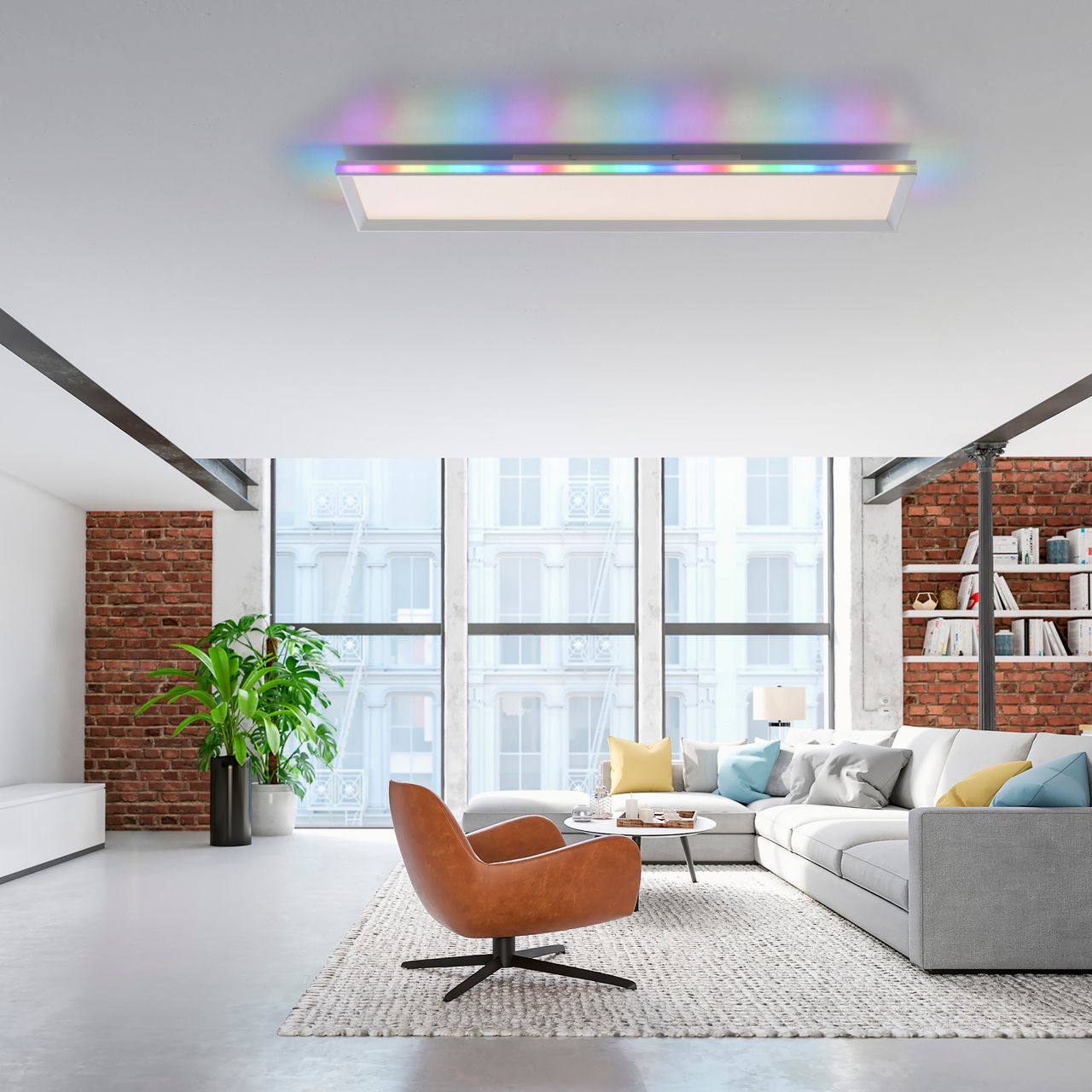 JUST LIGHT LED Deckenleuchte GALACTICA, CCT   RGB Rainbow, dimmbar, Funk-FB, rechteckig, Innenleuchte, IP20