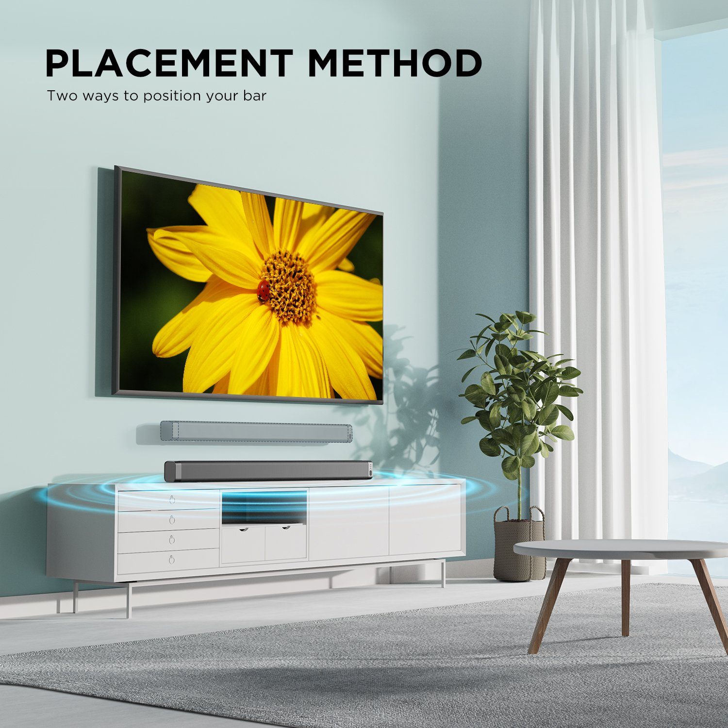 ABOX Odine I Soundbar (120dB Lautsprecher mit integriertem Bass, DSP-Verarbeitungstechnologie)