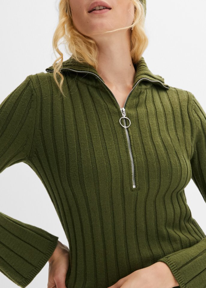 Ripppullover mit Troyerkragen