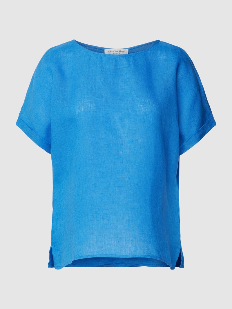Leinenbluse mit U-Boot-Ausschnitt in jeans