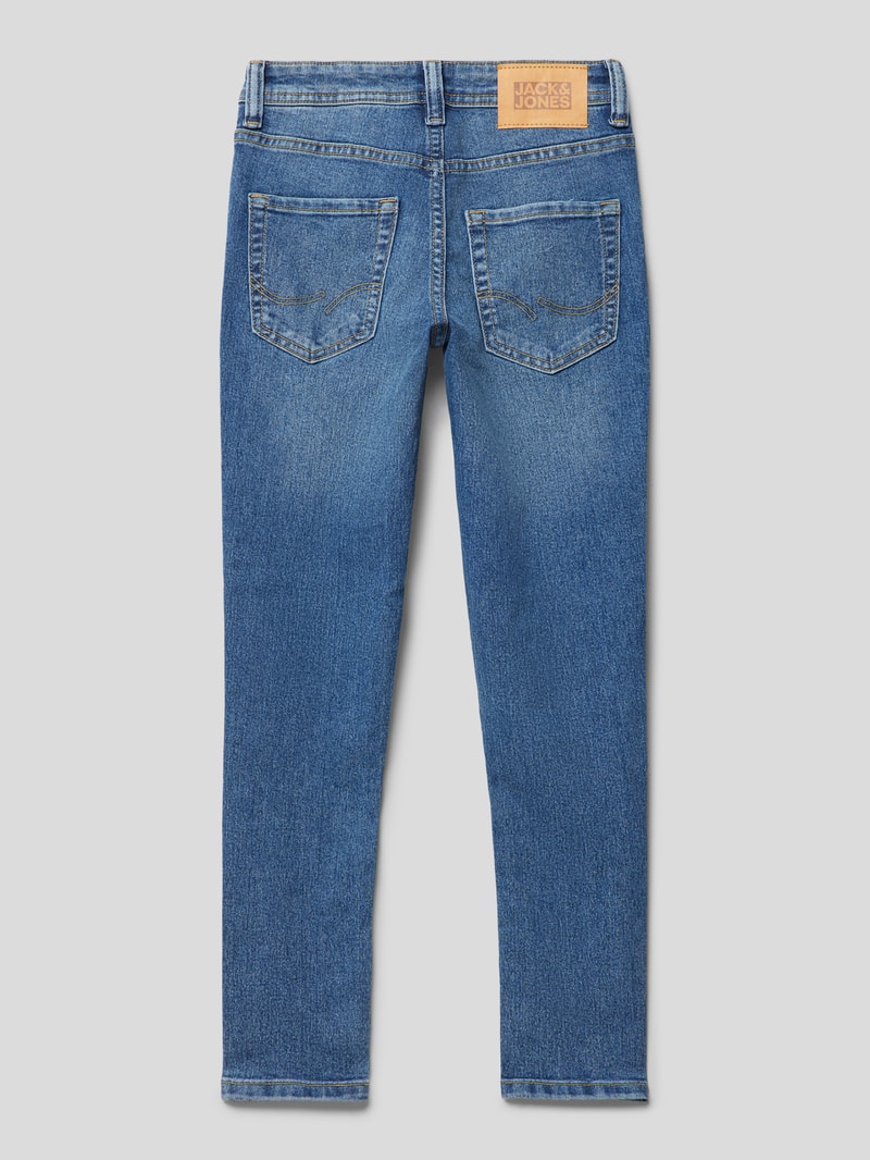 Skinny Fit Jeans mit Knopfverschluss Modell 'LIAM' in blau