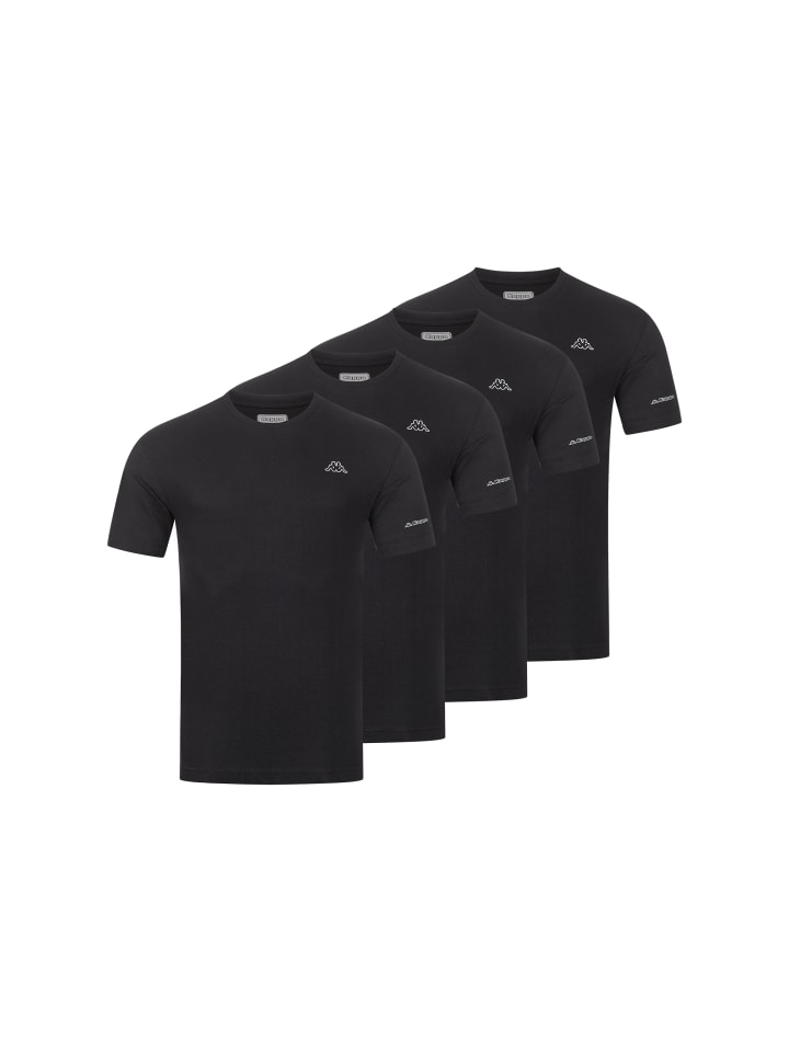 Kappa Kappa 4er Pack Herren-T-Shirt Basic mit Rundhals Ausschnitt in 4xBlack günstig kaufen