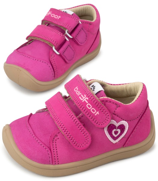 bar3foot Elf ~ Step Leder Sneaker ~ Herz Pink