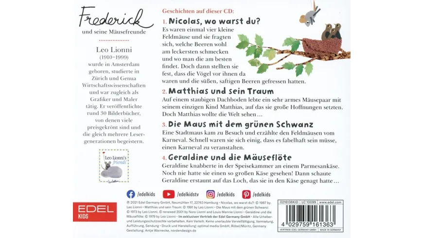 Hörspiel zum Buch-Vol.2 Frederick&seine Mäusefreunde