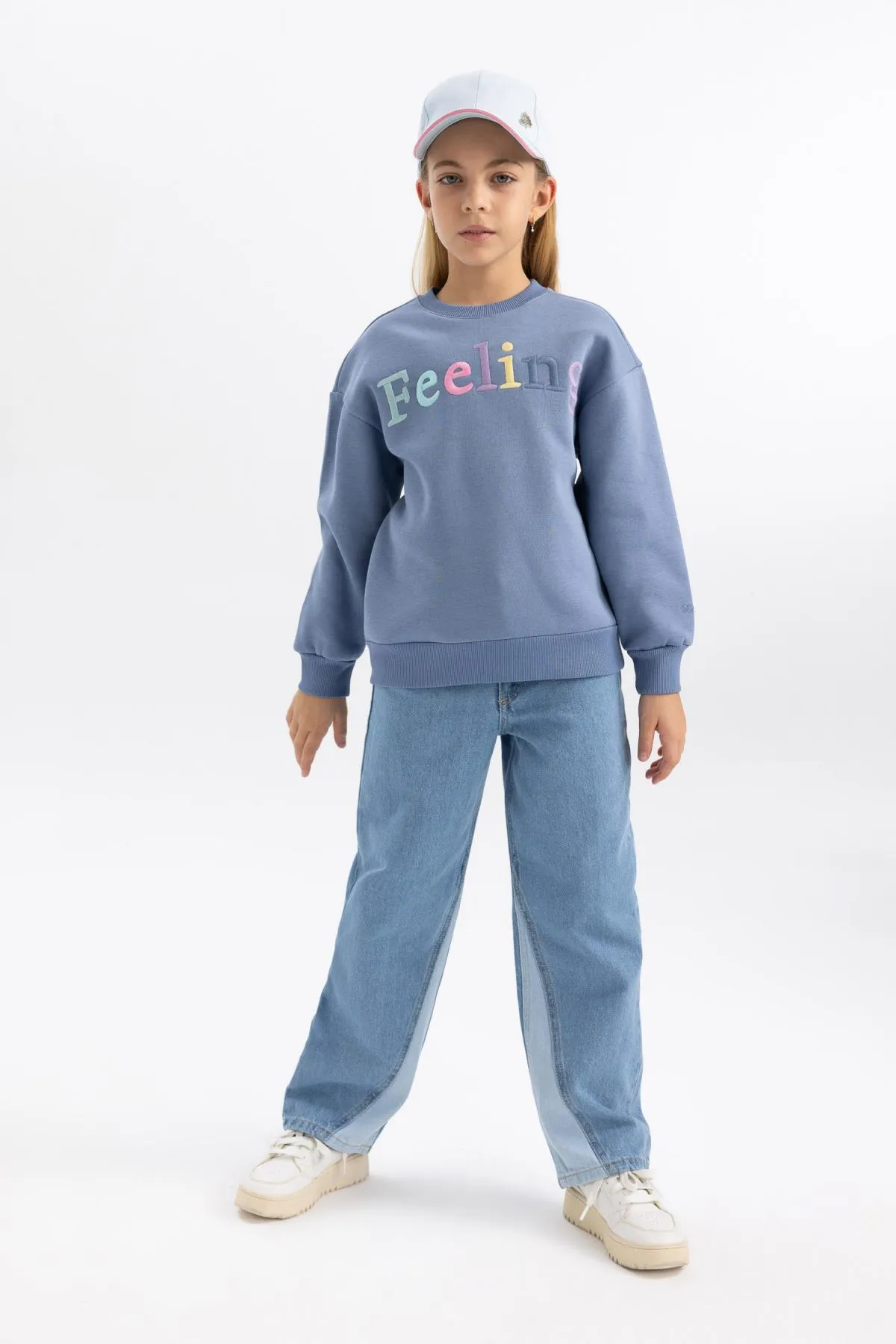 DeFacto  Bedrucktes, weiches, flauschiges, dickes Sweatshirt für Mädchen mit Rundhalsausschnitt