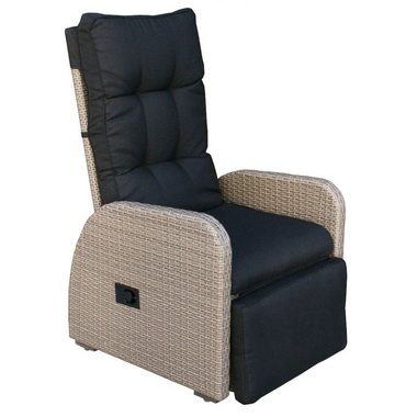 KMH Gartensessel Polyrattan-Liegestuhl *BOB* braun bi-color