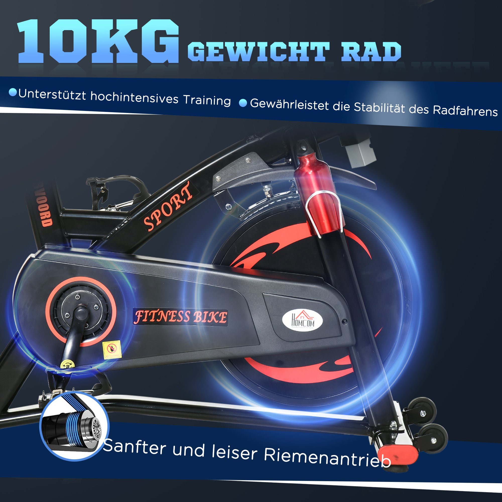HOMCOM Heimtrainer Fahrradtrainer, höhenverstellbar, 47 x 120 x 117cm, mit LCD-Anzeige