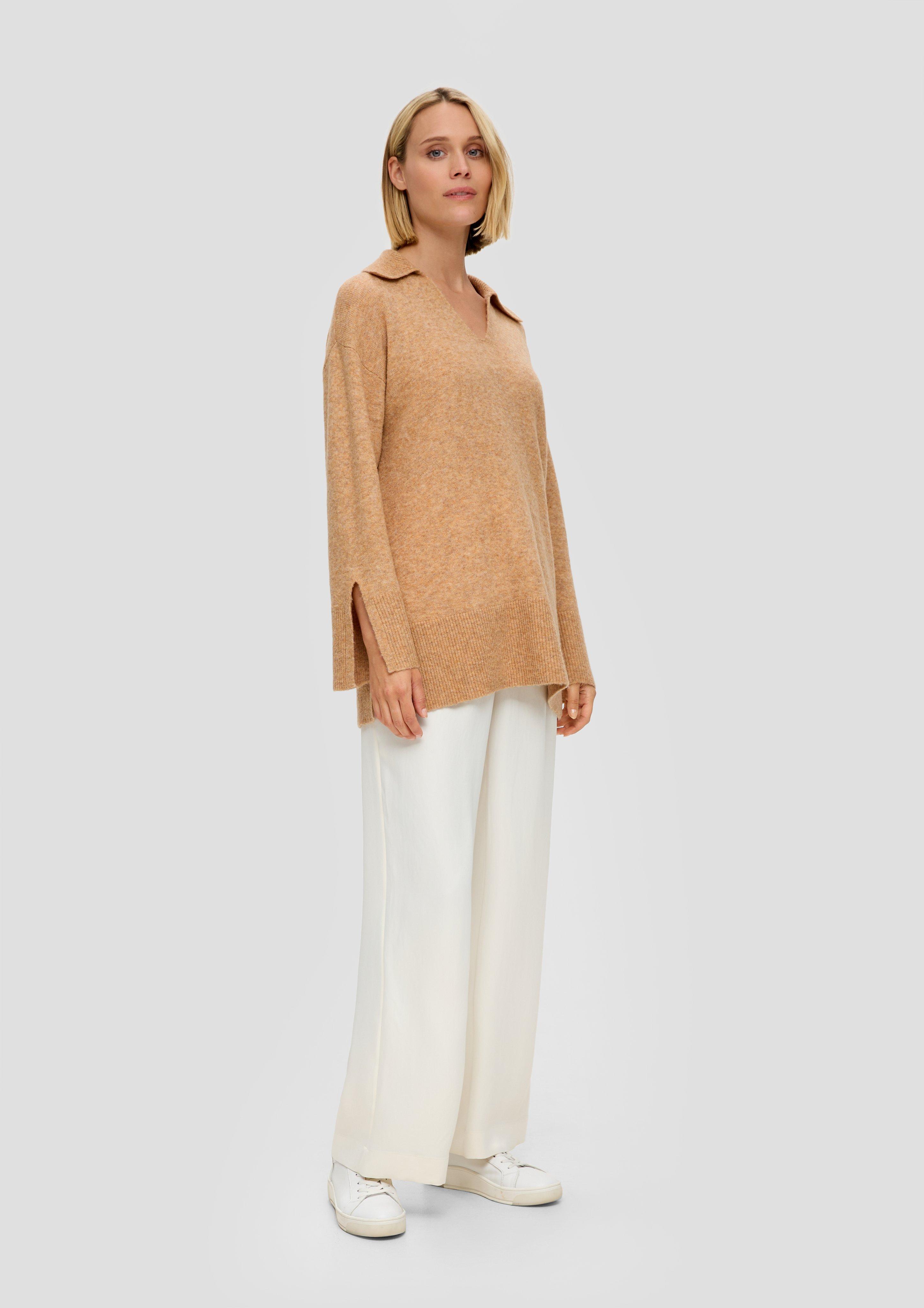 Strickpullover mit Rippblende am Kragen  2138084-18W0