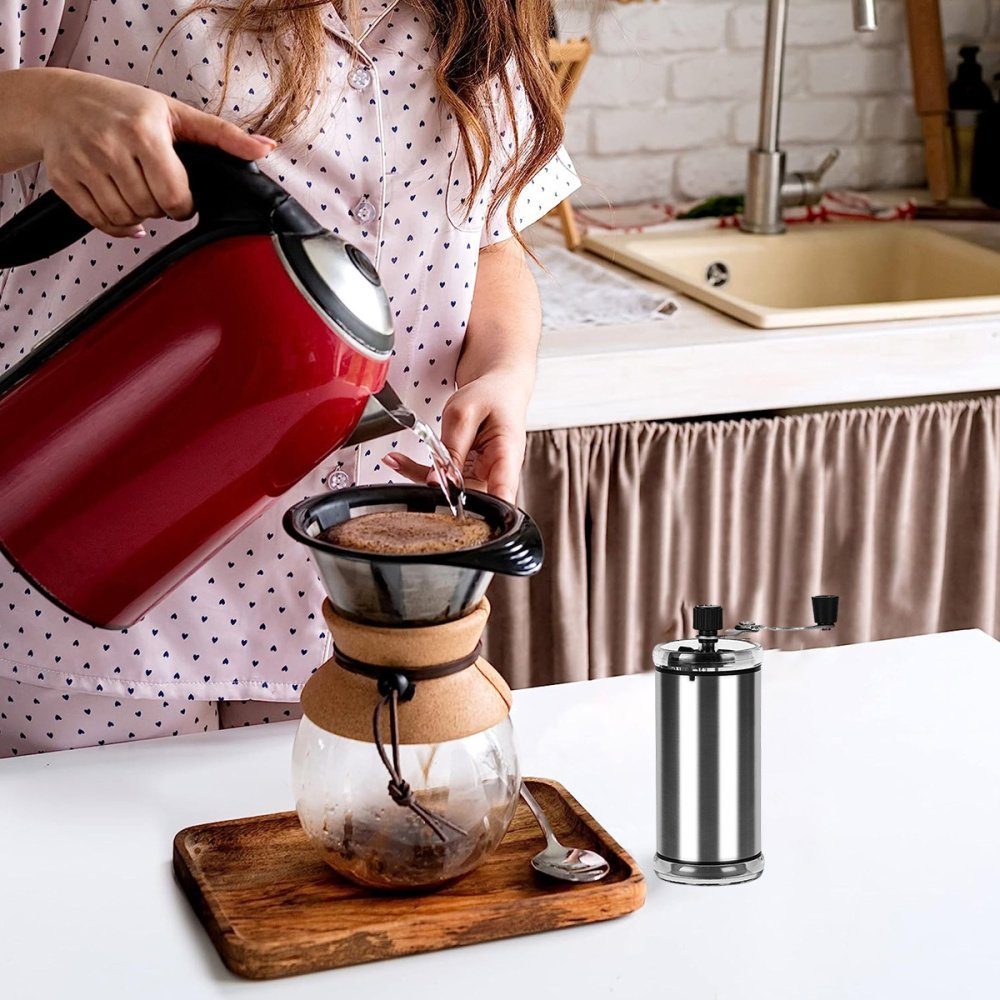 Bizaical Kaffeemühle Manuelle Kaffeemühle,Edelstahl,tragbare Handkaffeemühle für IhrZuhause