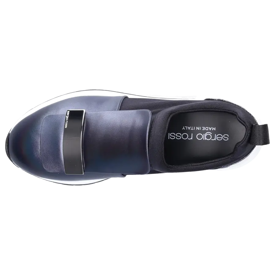 Sergio Rossi - Slip Ons SR1RUNNING Kalbsleder Polyamid Glitzer Logo schwarz - schwarz