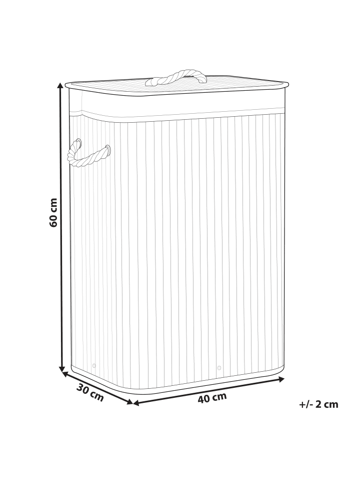 Beliani Wäschekörbe KOMARI in Schwarz/Weiß - (W) 40 x (H) 60 x (L) 30 cm günstig kaufen onesize