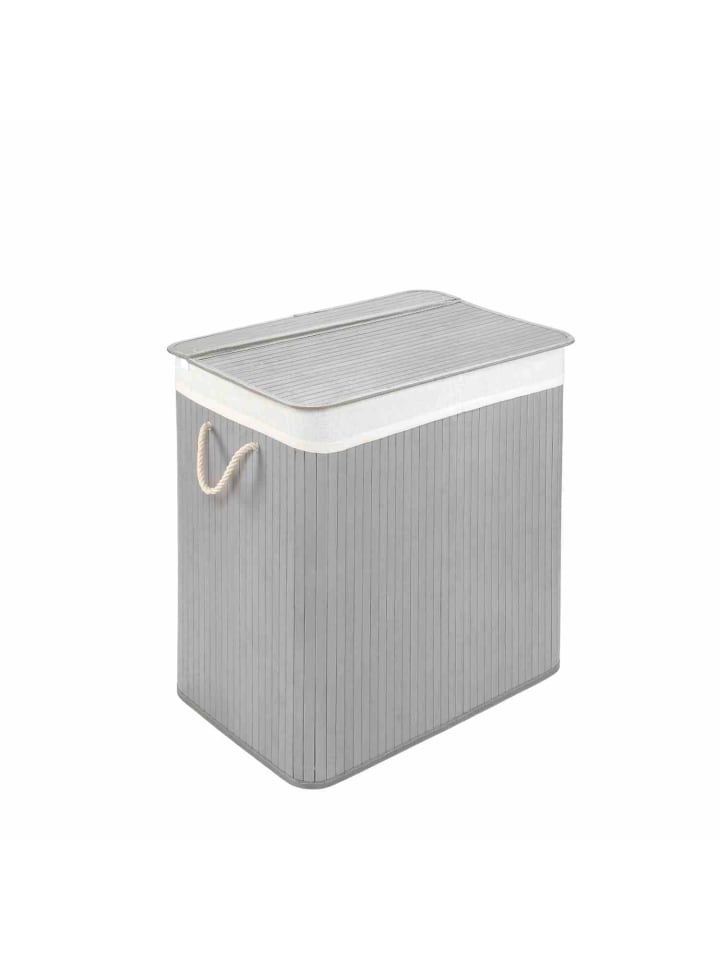 WohnDirect Wäschekorb mit Deckel BAMBOO in Hellgrau günstig kaufen