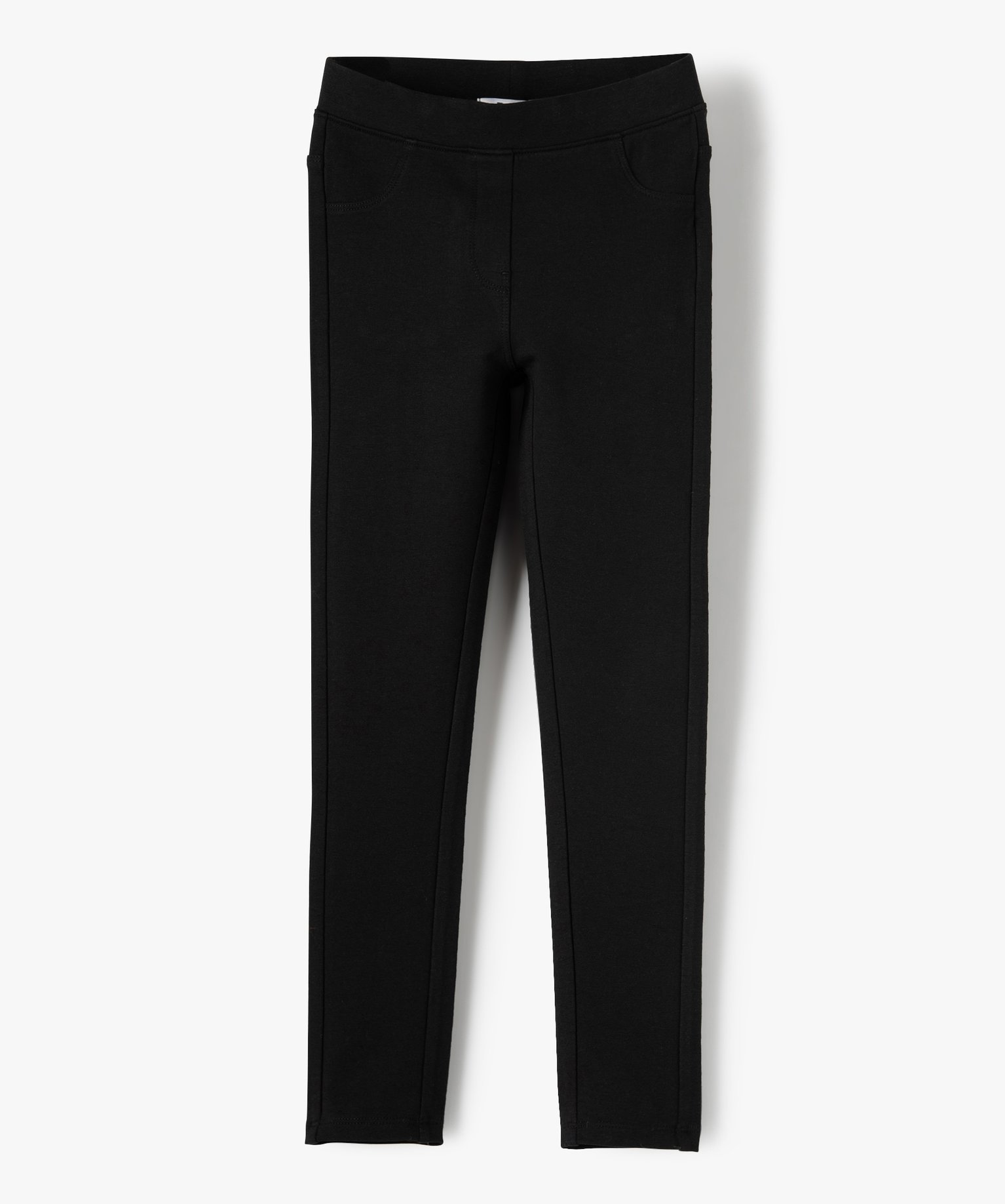 Leggings uni en coton extensible fille noir | GEMO