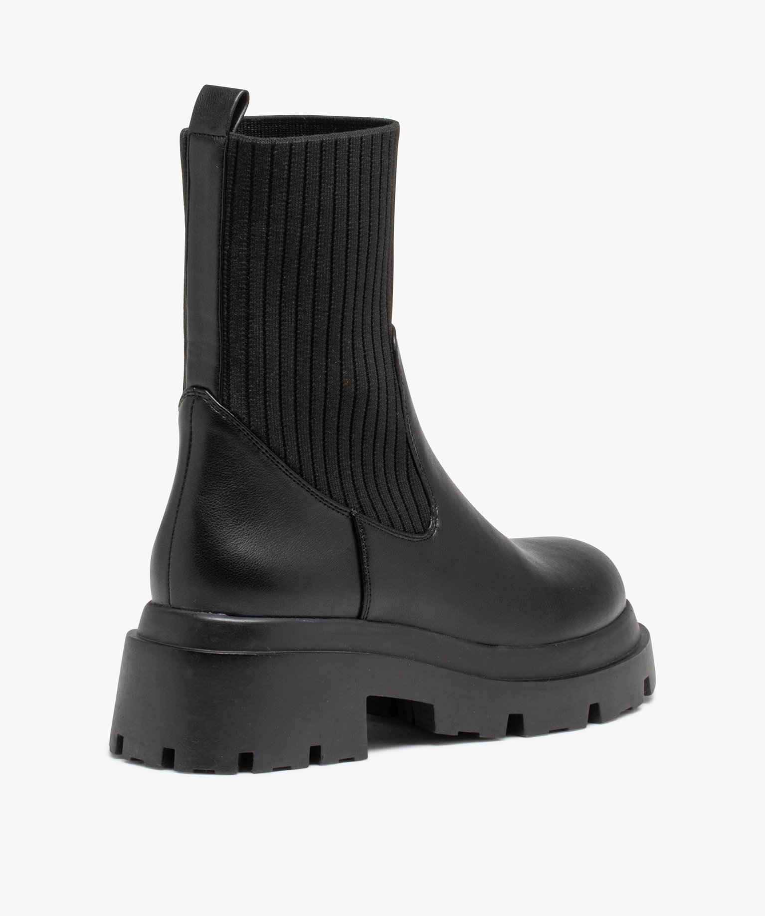 Boots col chaussette à épaisse semelle crantée femme noir | GEMO